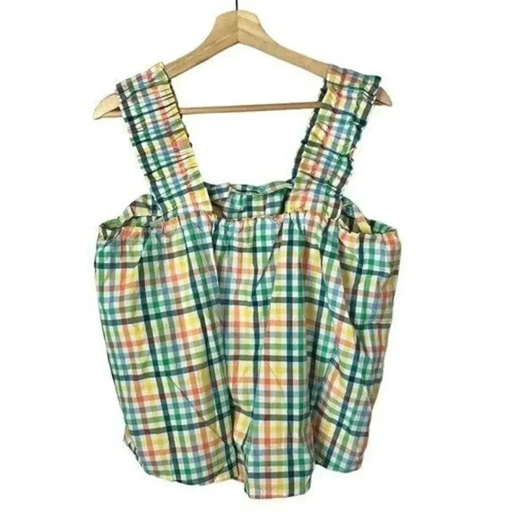 Time and Tru Ruffle Strap Multi Color Plaid Tank Top L - Picture 3 of 4